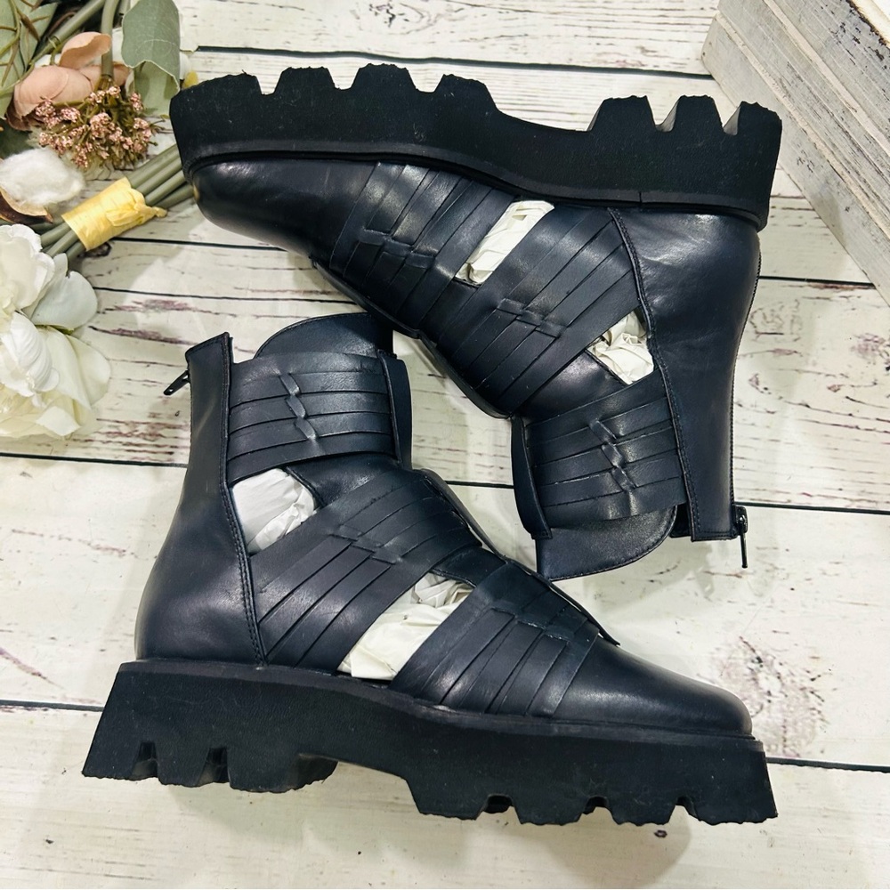 Free People Hydra Huarache Lug leather black caged boots - Picture 11 of 14